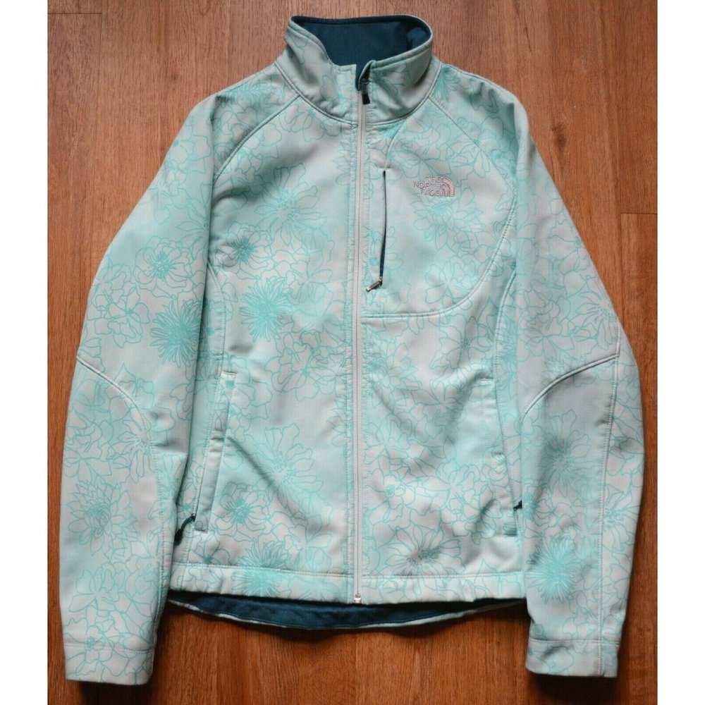 The North Face Women's Medium Apex Bionic Jacket Fleece Lined Blue Floral Print